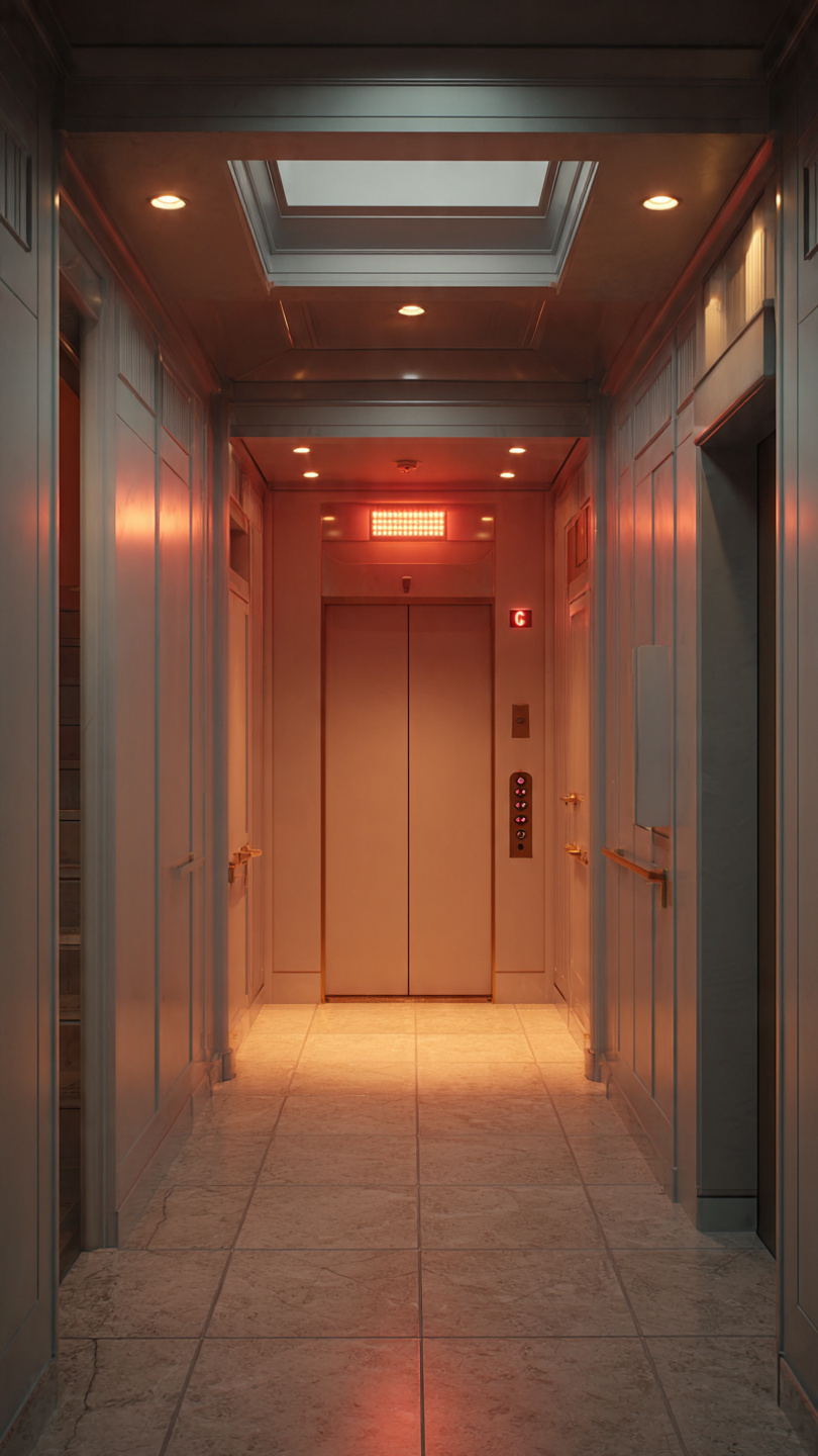 Luxury elevator interior or modern architectural building
